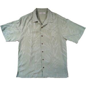 Tommy Bahama Hawaiian Shirt Mens Med Silk Green Button Bamboo Tropical Beach